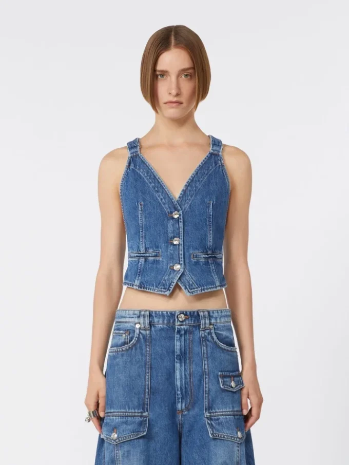Slim-fit-jeansväst, midnattblå
