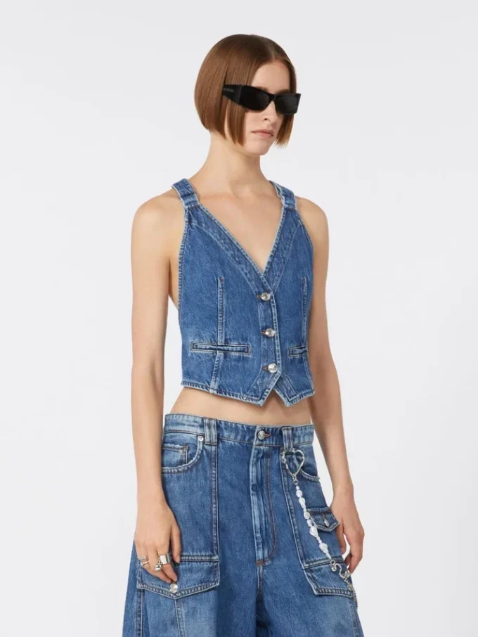 Slim-fit-jeansväst, midnattblå