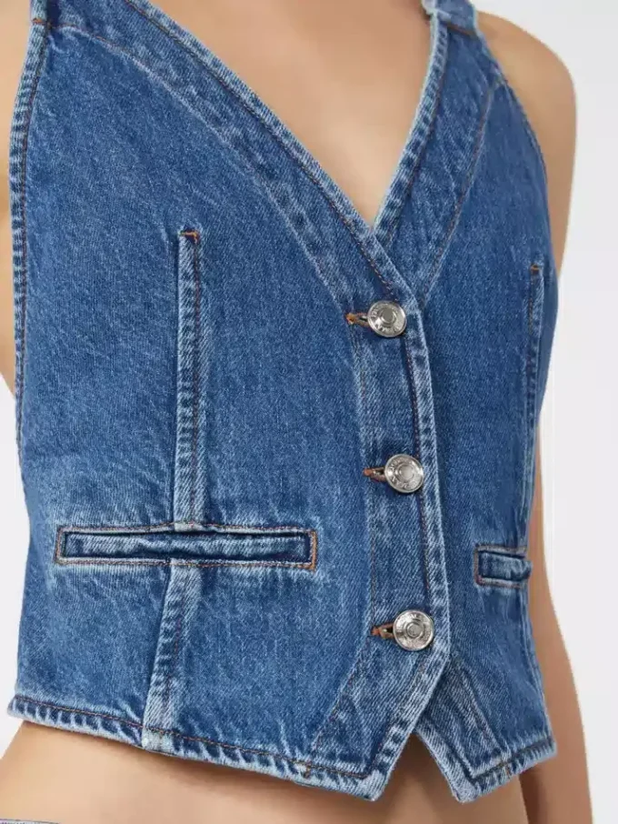 Slim-fit-jeansväst, midnattblå