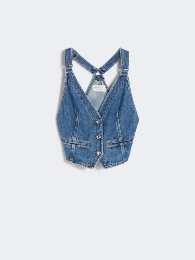 Slim-fit-jeansväst, midnattblå