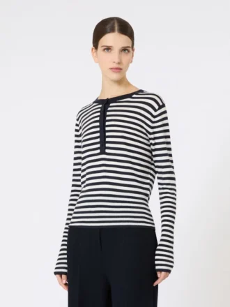 Slim-fit kashmirtröja, elfenben