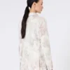 Slim-fit-kavaj i tryckt organza och gabardin, vit Slim-fit-kavaj i tryckt organza och gabardin, vit