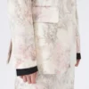 Slim-fit-kavaj i tryckt organza och gabardin, vit Slim-fit-kavaj i tryckt organza och gabardin, vit