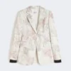 Slim-fit-kavaj i tryckt organza och gabardin, vit Slim-fit-kavaj i tryckt organza och gabardin, vit