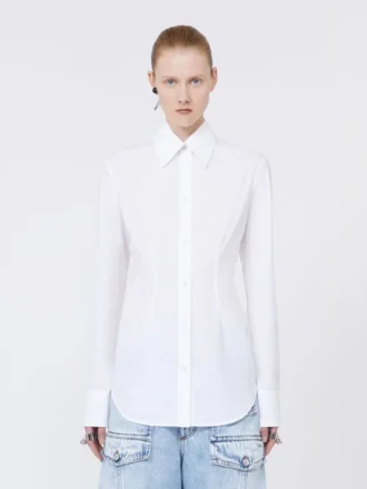 Slim-fit poplin-skjorta, optiskt vit