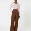 Slim-fit tröja i ull och siden, rosa