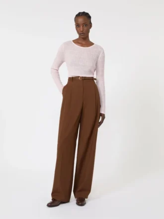 Slim-fit tröja i ull och siden, rosa