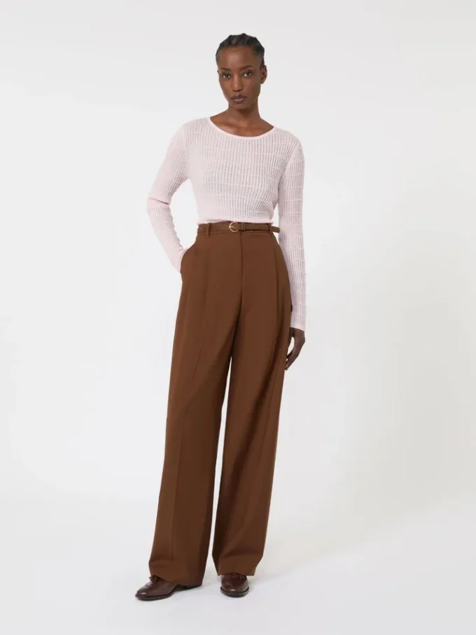 Slim-fit tröja i ull och siden, rosa