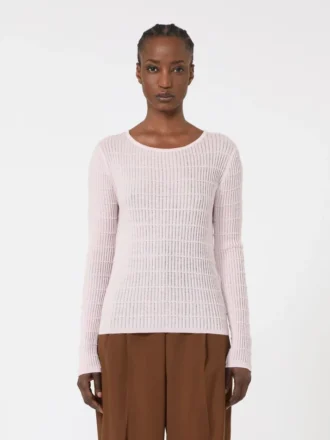 Slim-fit tröja i ull och siden, rosa