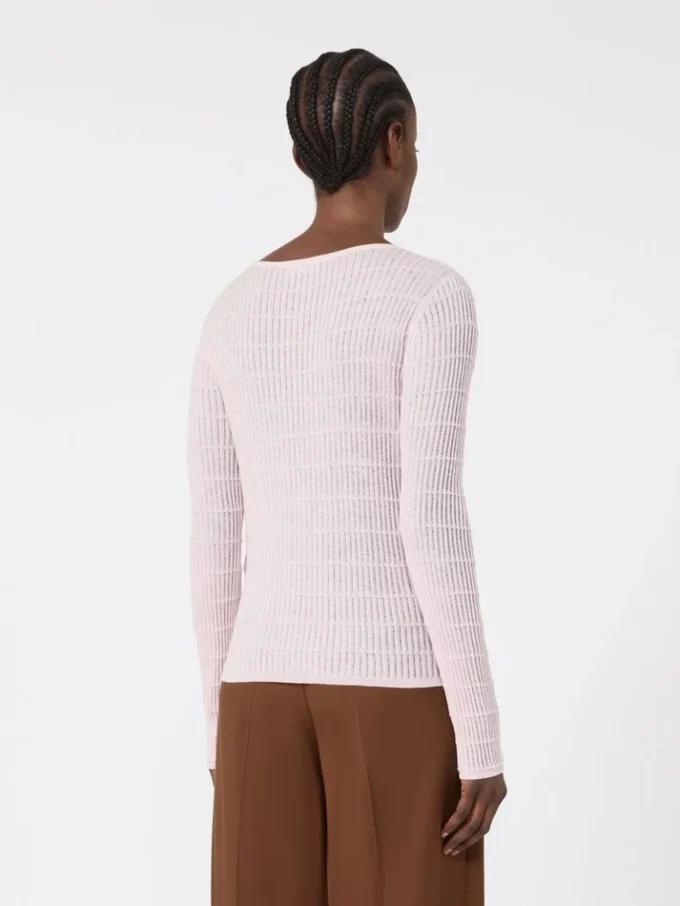 Slim-fit tröja i ull och siden, rosa