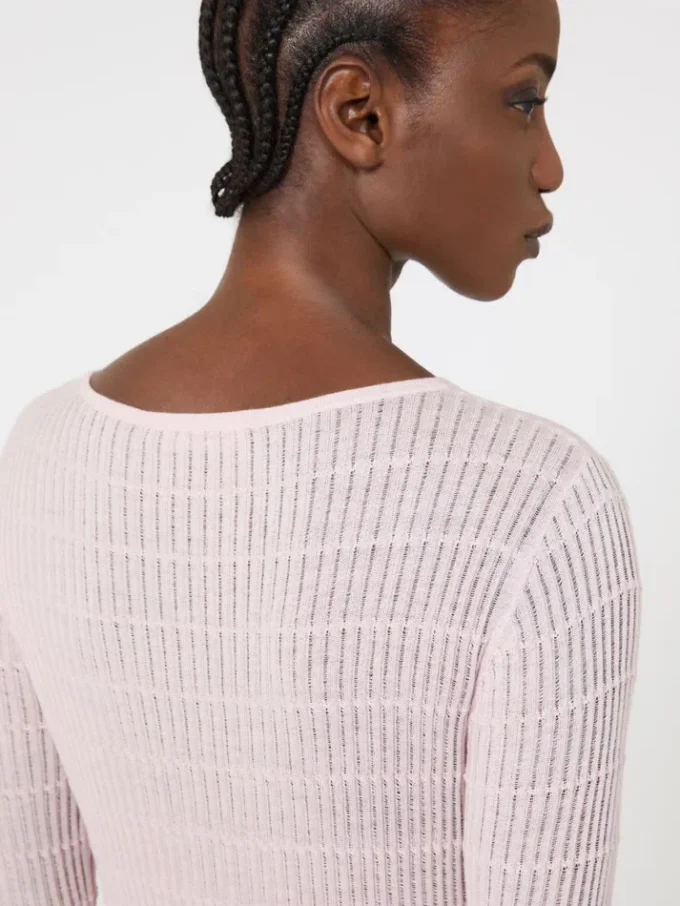 Slim-fit tröja i ull och siden, rosa