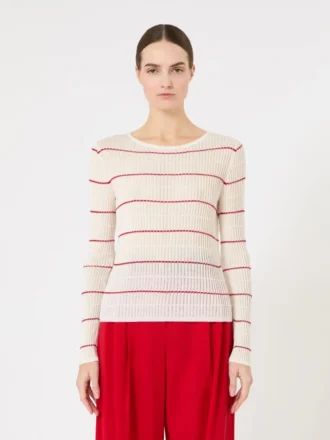 Slim-fit tröja i ull och siden, vit