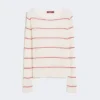 Slim-fit tröja i ull och siden, vit Slim-fit tröja i ull och siden, vit