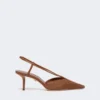 Slingbacks i canvas med raffia-look, bärnstensbruna Slingbacks i canvas med raffia-look, bärnstensbruna