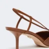 Slingbacks i canvas med raffia-look, bärnstensbruna Slingbacks i canvas med raffia-look, bärnstensbruna
