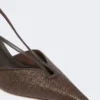 Slingbacks i canvas med raffia-look, mörkbruna Slingbacks i canvas med raffia-look, mörkbruna