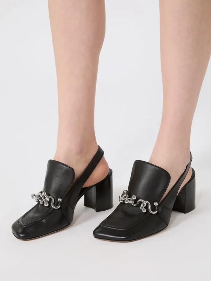 Slingbacks i nappaläder, svarta