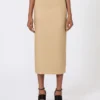 Smal kjol i linne-twill, kamel Smal kjol i linne-twill, kamel