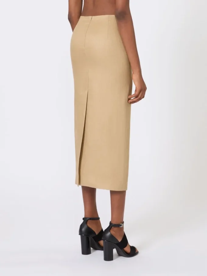 Smal kjol i linne-twill, kamel Smal kjol i linne-twill, kamel