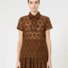 Spets-T-shirt, chokladbrun Spets-T-shirt, chokladbrun
