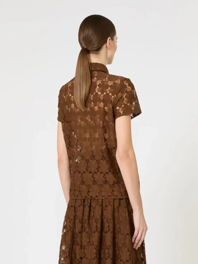 Spets-T-shirt, chokladbrun Spets-T-shirt, chokladbrun