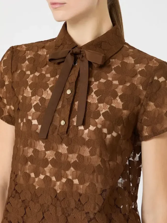 Spets-T-shirt, chokladbrun Spets-T-shirt, chokladbrun