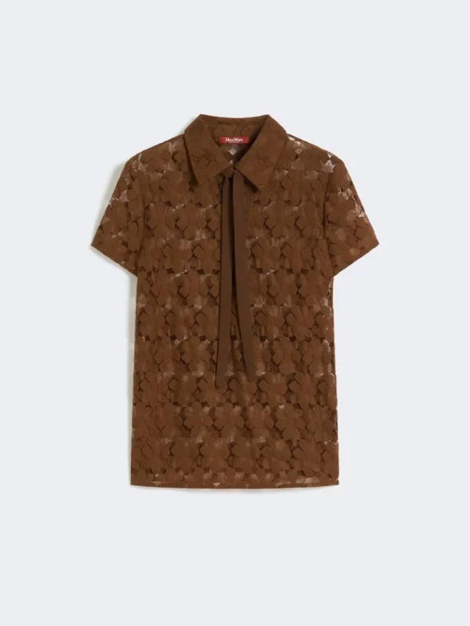 Spets-T-shirt, chokladbrun Spets-T-shirt, chokladbrun