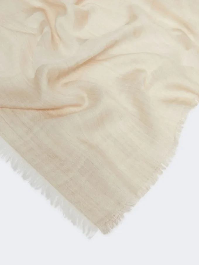 Stola i jacquard av siden, kashmir och ull, beige Stola i jacquard av siden, kashmir och ull, beige