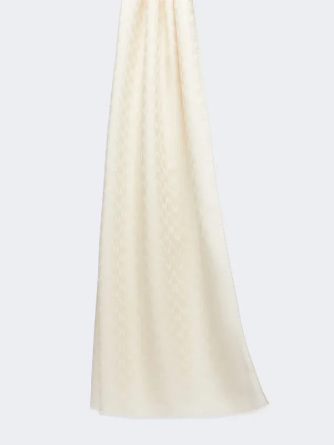 Stola i jacquard av ull, bomull och siden, elfenben Stola i jacquard av ull, bomull och siden, elfenben