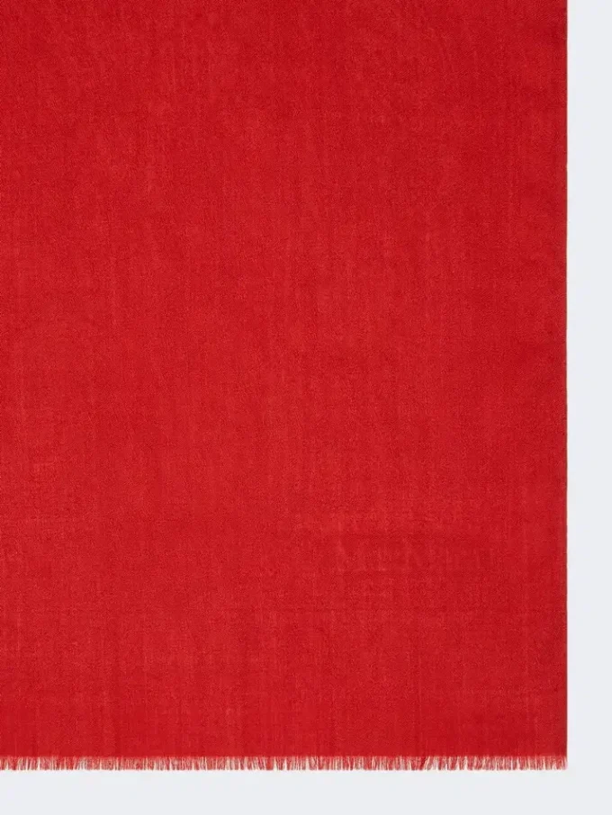 Stola i jacquard av ull- och silkegarn, röd Stola i jacquard av ull- och silkegarn, röd
