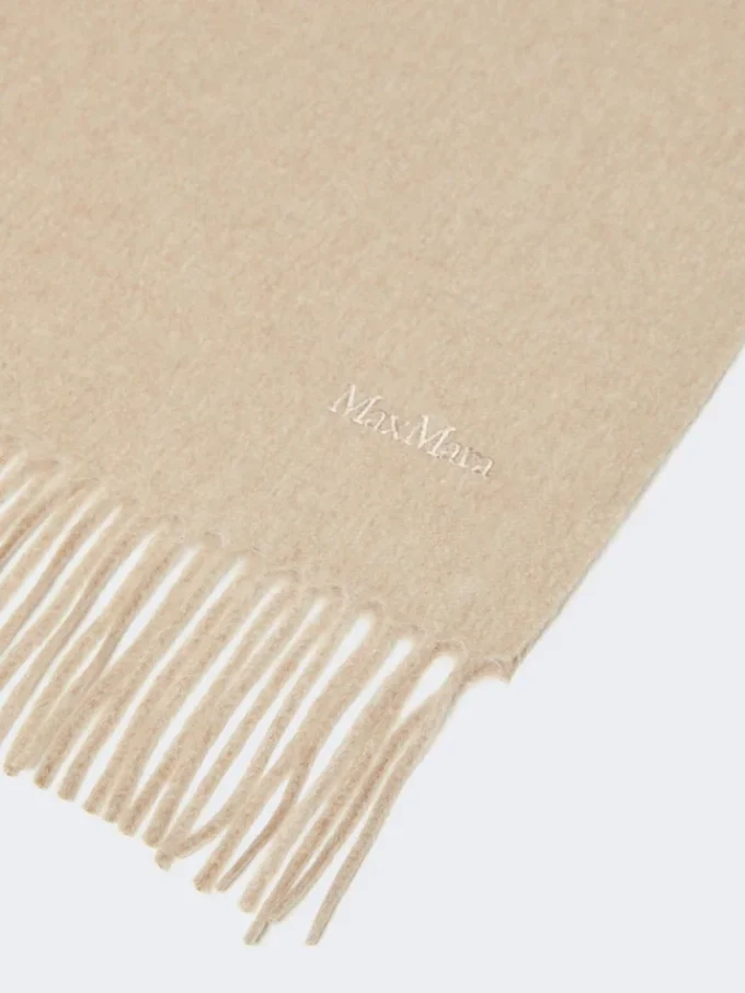 Stola i kashmir med logotyp, beige Stola i kashmir med logotyp, beige