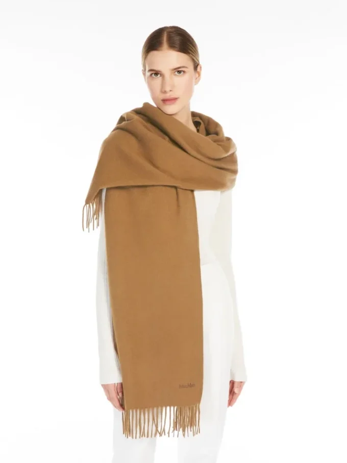 Stola i kashmir med logotyp, beige Stola i kashmir med logotyp, beige