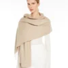 Stola i kashmir med logotyp, beige Stola i kashmir med logotyp, beige
