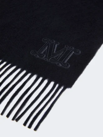 Stola i ren kashmir med monogramdetalj, ultramarin