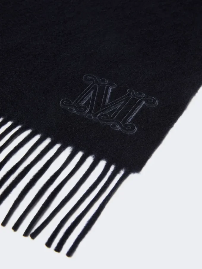 Stola i ren kashmir med monogramdetalj, ultramarin Stola i ren kashmir med monogramdetalj, ultramarin