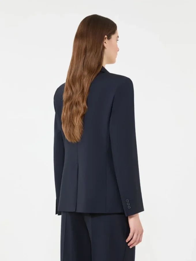 Stretchblazer i ull, marinblå Stretchblazer i ull, marinblå