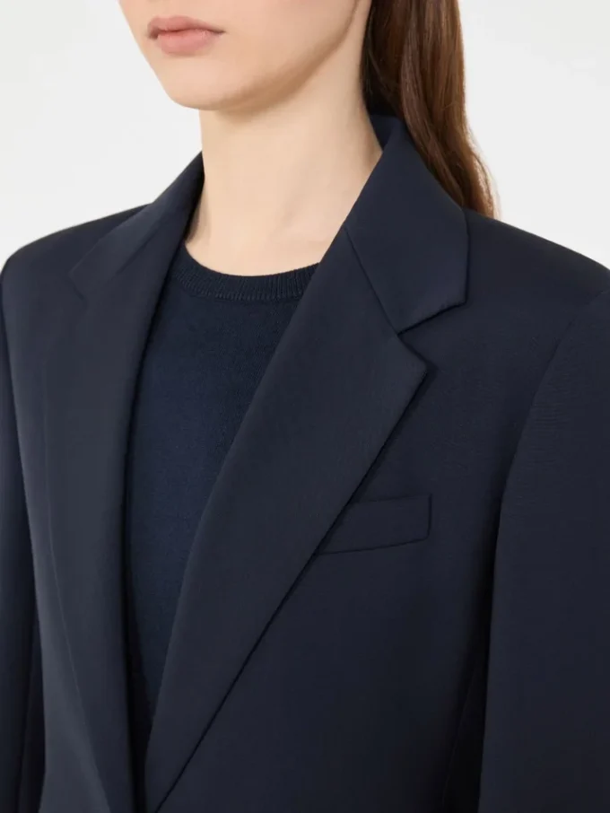 Stretchblazer i ull, marinblå Stretchblazer i ull, marinblå