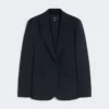 Stretchblazer i ull, marinblå Stretchblazer i ull, marinblå
