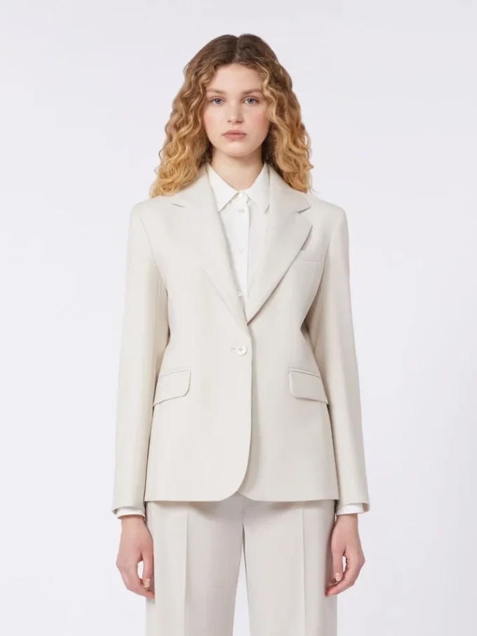 Stretchblazer i ull, sand Stretchblazer i ull, sand