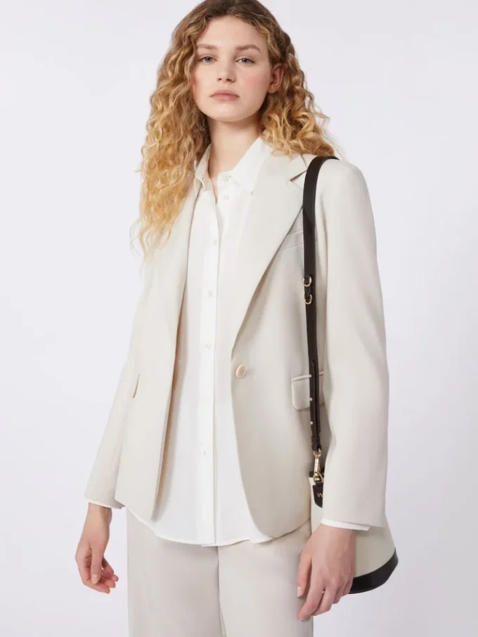 Stretchblazer i ull, sand Stretchblazer i ull, sand