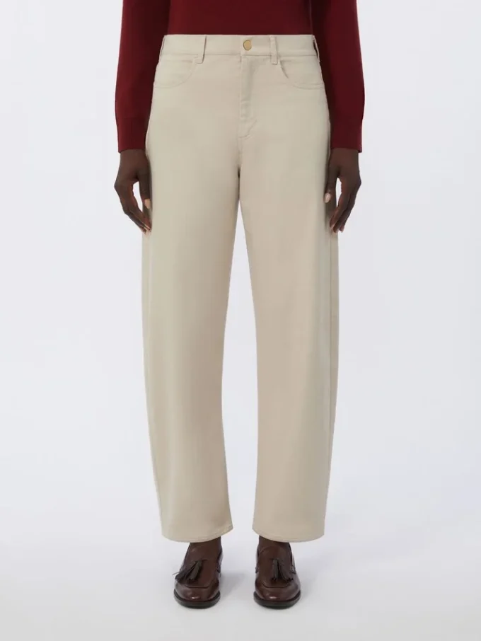 Stretchbyxor i bull denim, naturfärgade Stretchbyxor i bull denim, naturfärgade