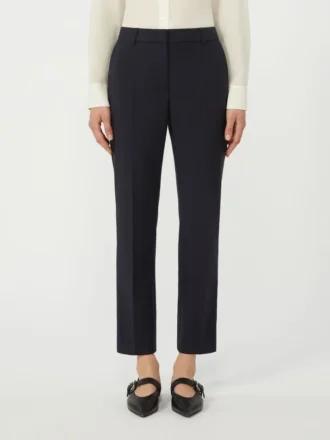 Stretchiga cigaretbyxor i ull, marinblå