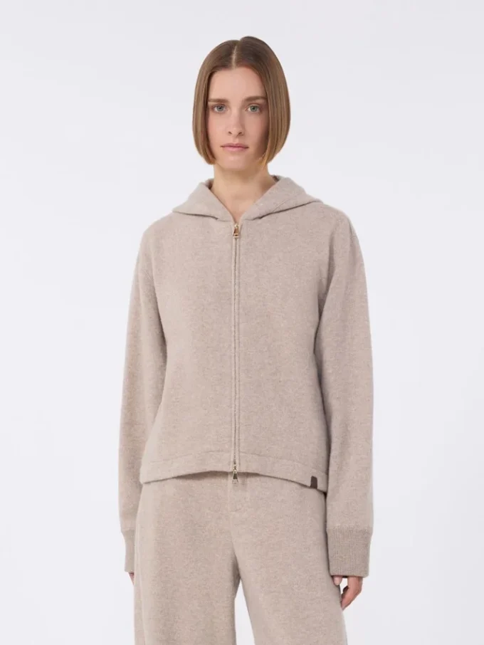 Sweatshirt i kashmir- och ulljersey, beige Sweatshirt i kashmir- och ulljersey, beige