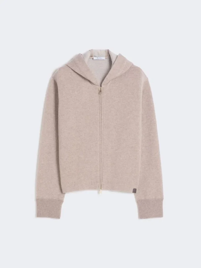 Sweatshirt i kashmir- och ulljersey, beige Sweatshirt i kashmir- och ulljersey, beige