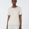 T-shirt i bomull och modal, beige T-shirt i bomull och modal, beige