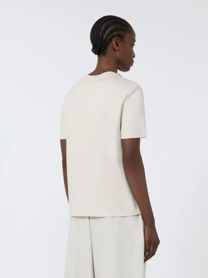 T-shirt i bomull och modal, beige T-shirt i bomull och modal, beige