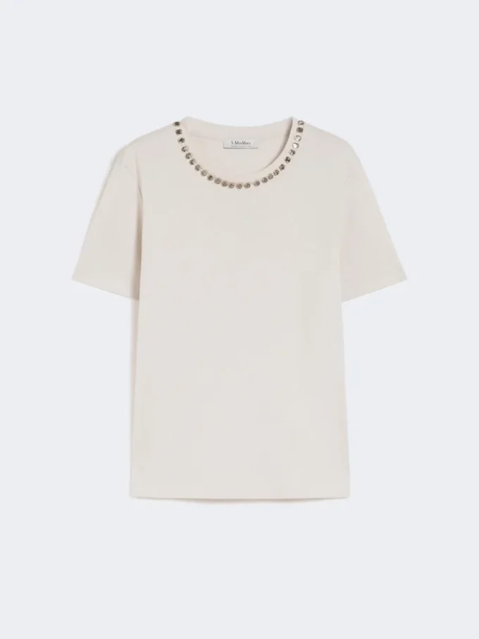 T-shirt i bomull och modal, beige T-shirt i bomull och modal, beige
