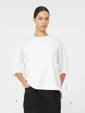 T-shirt i bomullsblandad jersey, optiskt vit
