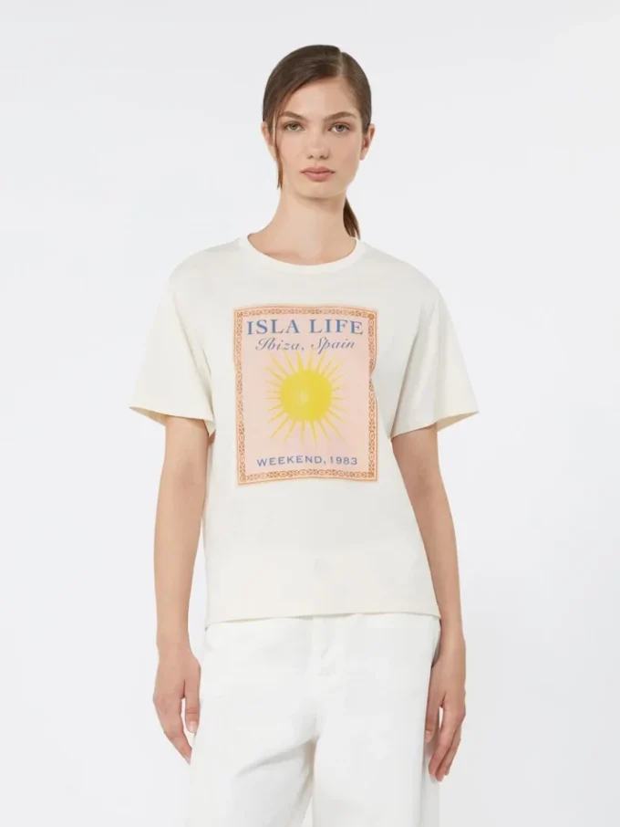 T-shirt i bomullsjersey, ecru T-shirt i bomullsjersey, ecru