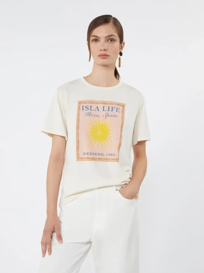 T-shirt i bomullsjersey, ecru T-shirt i bomullsjersey, ecru